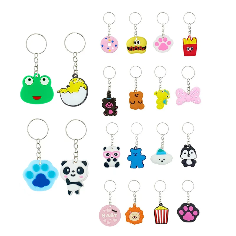 100pcs Cartoon Keychain for Kids Party Favors Gift Mini Cute Keyring for Classroom Prizes Birthday Christmas Goodie Bag Stuffers