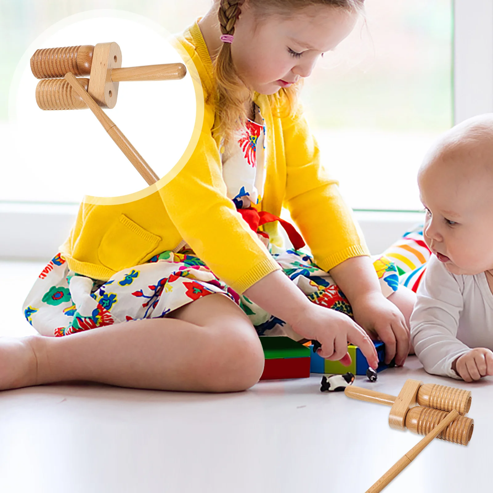 

Wood Rhythm Block with Mallet for Kids Children Beginner Wonderful Craftsmanship Simple to Play Educational Tool