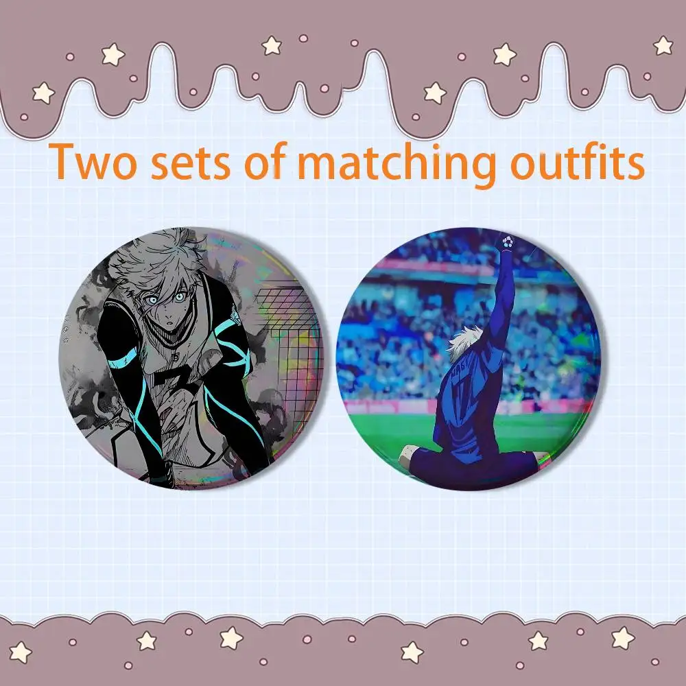 cool Nagi Seishiro BLUE LOCK 2 piece set Pins Creativity Printed Pictures Text Metal Lapel Badges Brooches Jewelry Gift