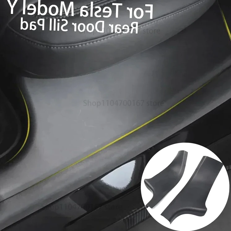 

New！ For Tesla Model Y Rear Door Sill Pad Protective Guards Cover Threshold Bumper Strip Fit Original Car Anti Kick Pads ABS 202