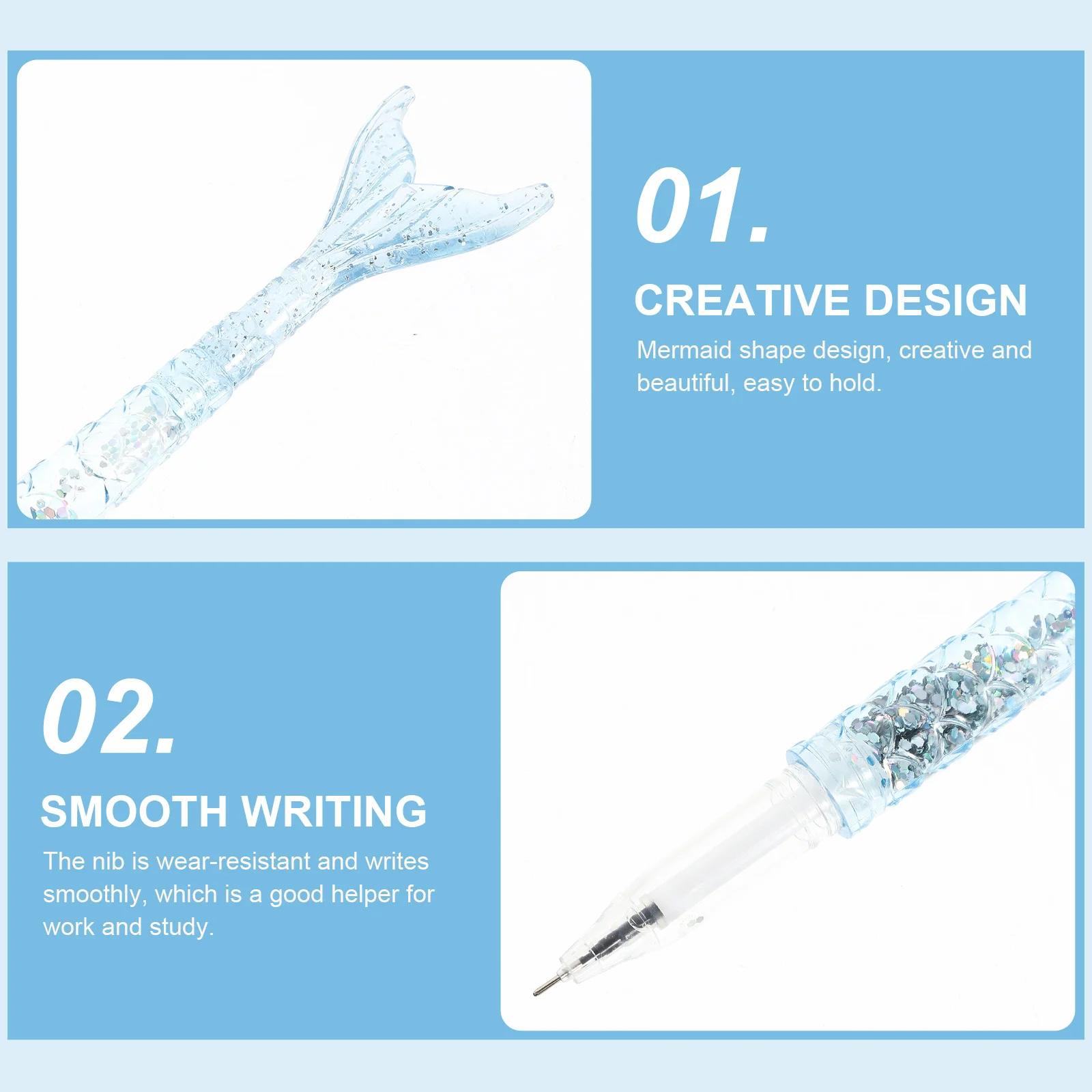 

12Pcs Gradient Mermaid Gel Ink Pens Cartoon Shape Writing Pens Smooth Writing Students School Office Stationery