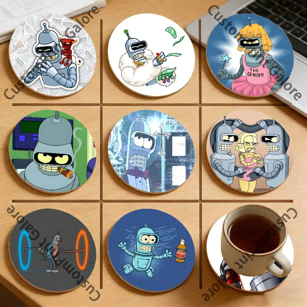 

B-BenderS Round Pine Coasters Durable Reusable Beautiful Home Decor Non-Slip Water-Resistant