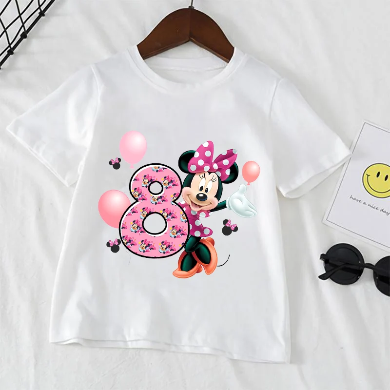 Mickey Minnie Mouse Clothes Children Summer T Shirt Print Cartoon Boy Girl Short-Sleeve Tops Baby Tee Clothing Kid Birthday Gift