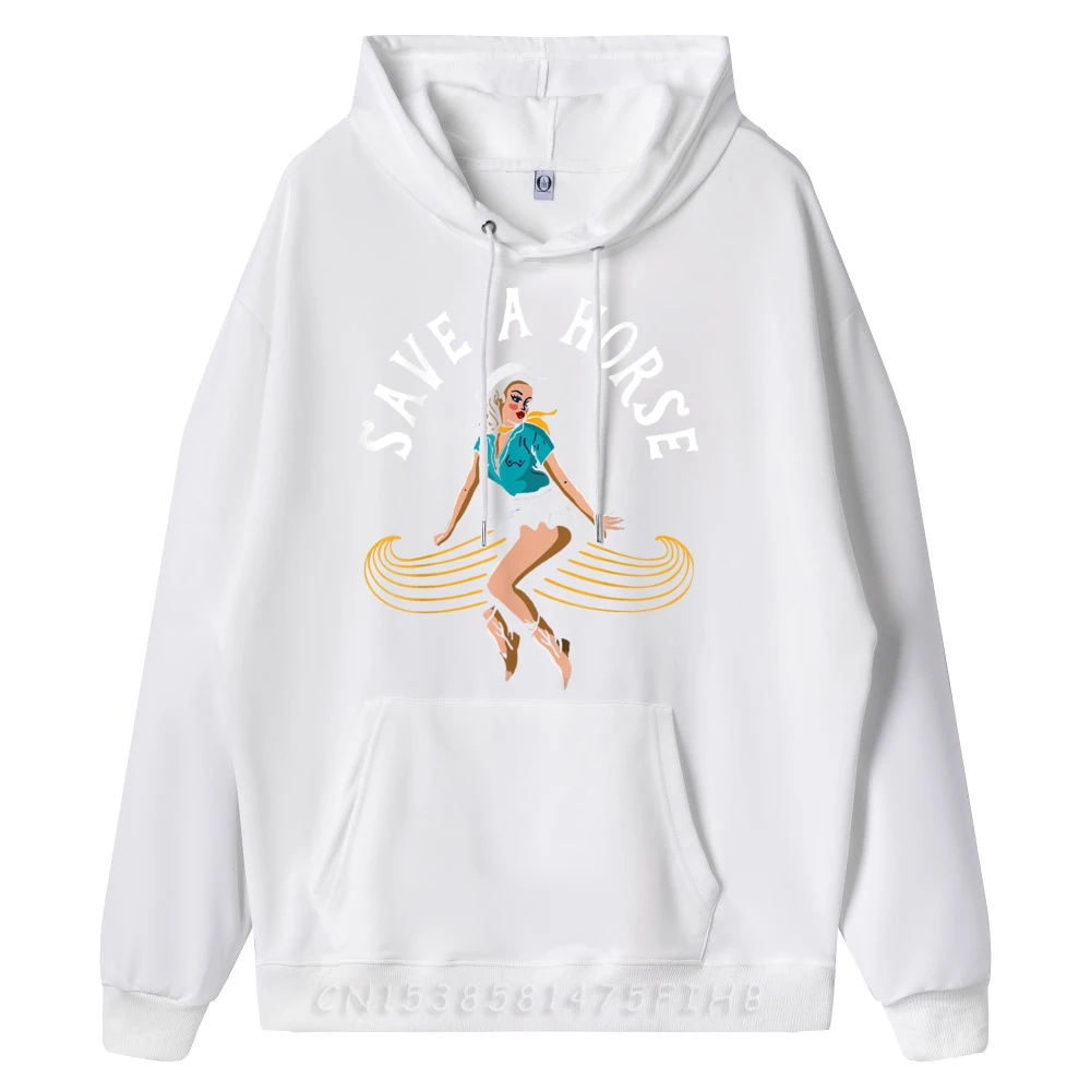 Outdoorgift Long Sleeve Hoodies Father Day Special Round Neck Sweatshirts Women's Hoodies Save A Horse Ride A