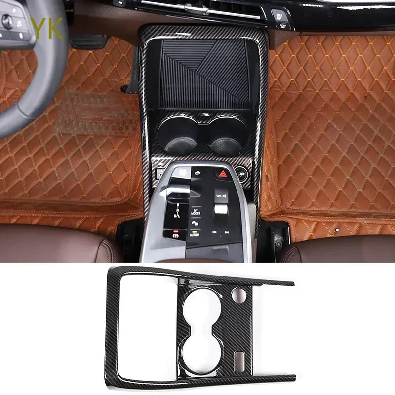 

ABS Carbon Car Front Drain Cup Holder Center Control Panel Frame Cover Trim Interior Car Accessories For BMW X1 IX1 U11 2023-25