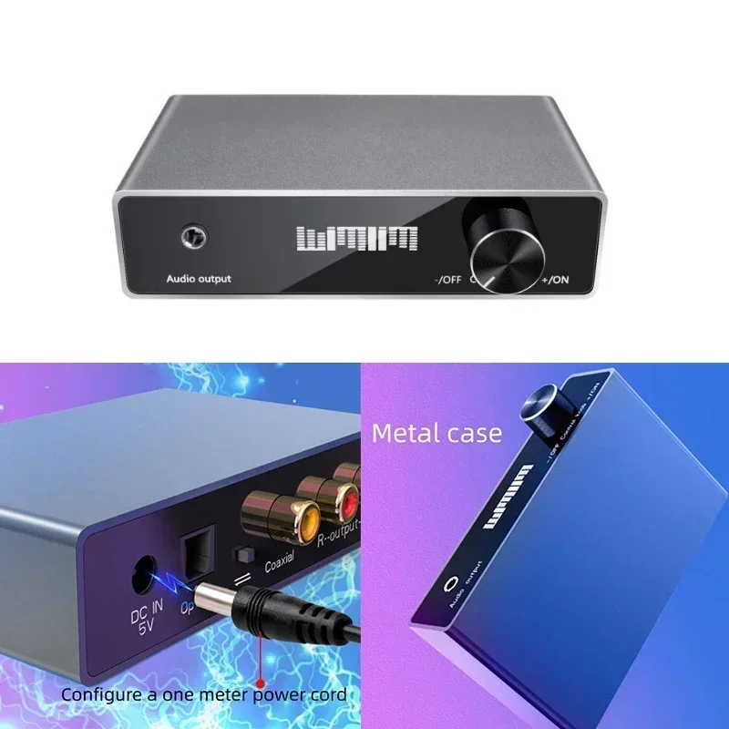 

DAC 24Bit 192Khz Optical Coaxial To Audio Converter Output RCA3.5 To Amplifier For Home Theater TV