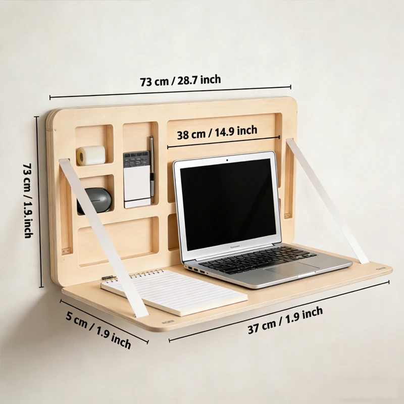 Modern Solid Wood Wall Mounted Desk Multi Functional Foldable Floating Computer Working Table Home Furniture