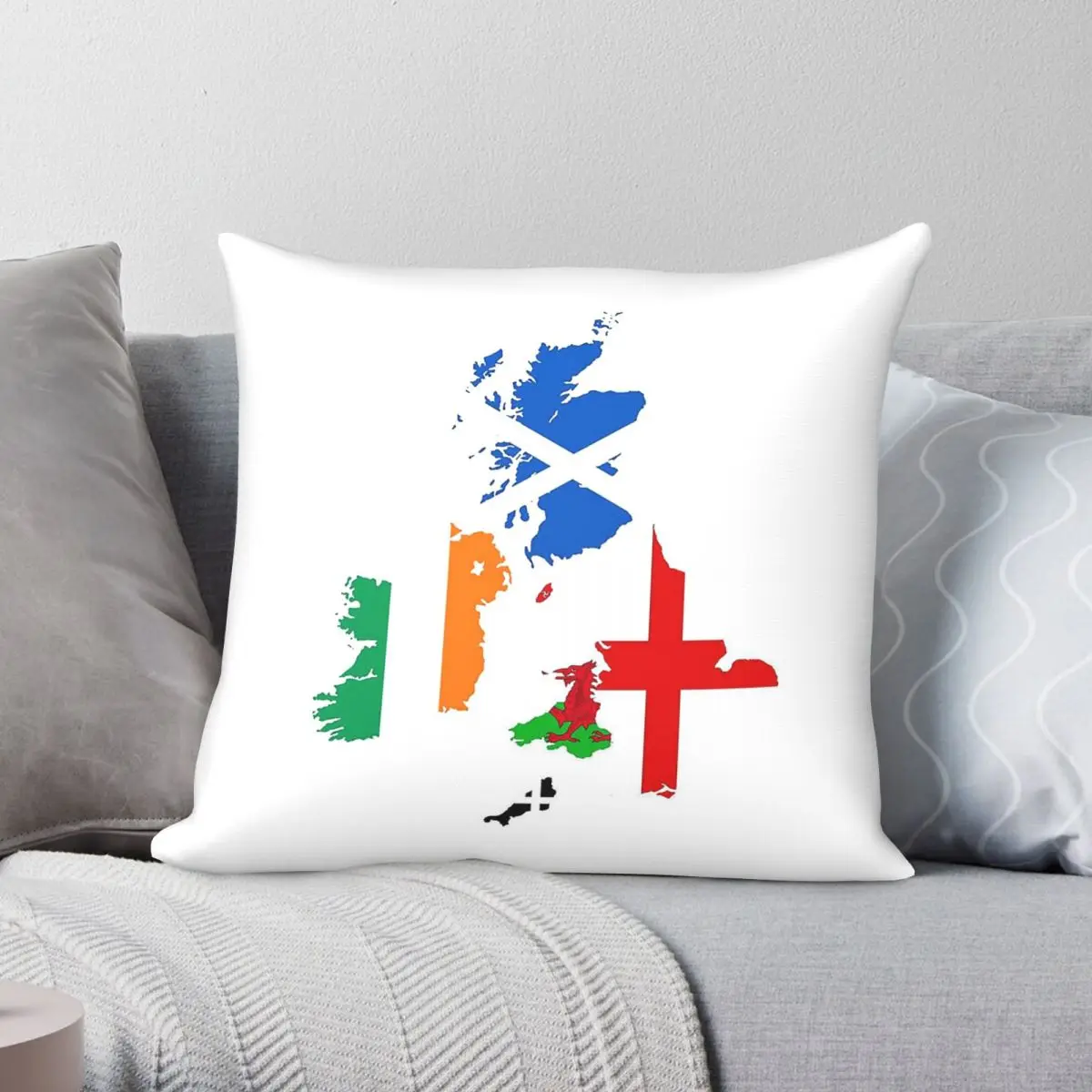 British Isles Cymru Square Pillowcase Polyester Linen Velvet Creative Zip Decor Throw Pillow Case Home Wholesale 45x45