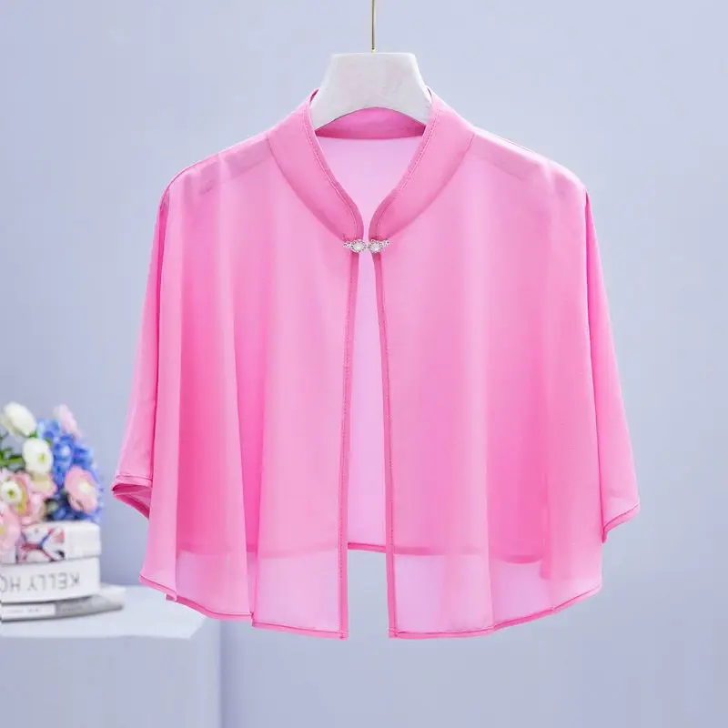 Korean Chiffon Summer Sunshade Cape Sun Clothing Lace Thin JacketShort Outer Wear Sunscreen Shawl Women Air-Conditioning Cloak