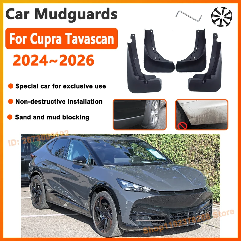 

For Cupra Tavascan 2025 2026 Accessories 2024 Car Mudguard Part Mudflap Splash Fender Flare Cover Guard Auto Mud Protection Tool