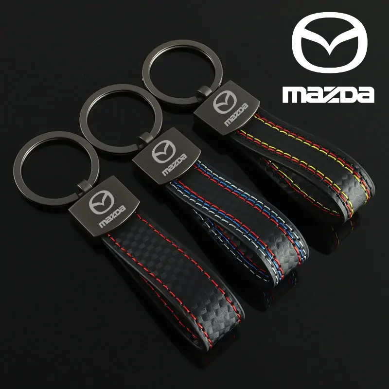 Leather Car Keychain Pendant Key Rings Holder for Mazda MX5 CX4 CX5 RX7 Atenza Axela 3 2 5 CX3 MX3 CX9 CX7 RX8 Protege Speed 6