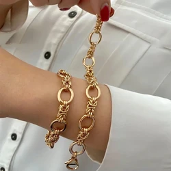 Gold Plated Chain Bracelets for Women, Chic Cool Bangles,  Punk Gothic Charm Bracelet, Stylish Jewelry