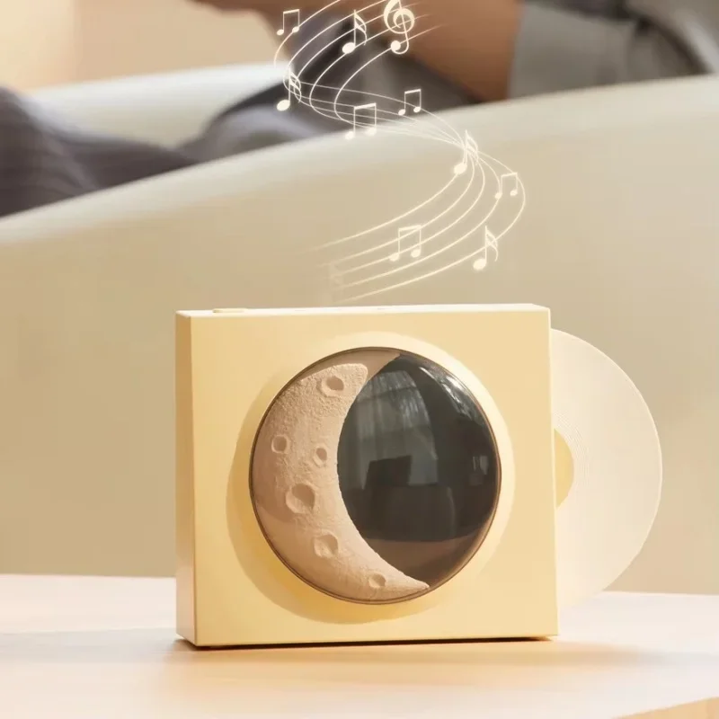

Rotating vinyl record player portable Bluetooth speaker supports TF card/AUX/digital clock HIFI sound quality 3D stereo sound