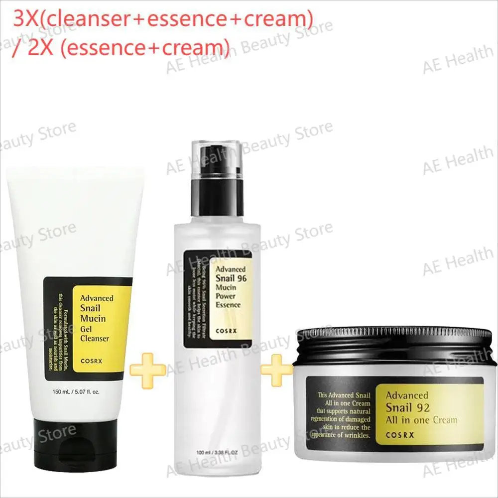 1set 3/2X Advanced Snail 96 Mucin Power Essence/Cleanser/Cream Moisturizing Smoothing Nourishing Korean Cosmetic Facial SkinCare