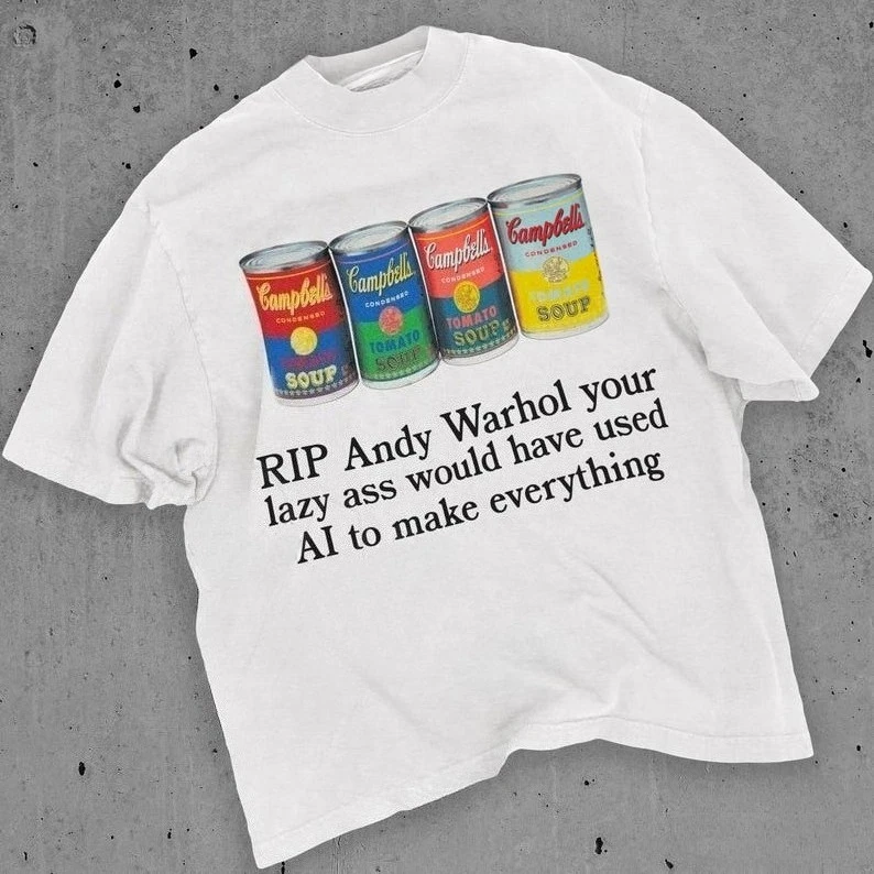 RIP Andy Warhol But Is It Art Art Meme Men Women's Short Sleeve T-Shirt Funny Design T-shirt 90s Cotton Aesthetic Casual Tops