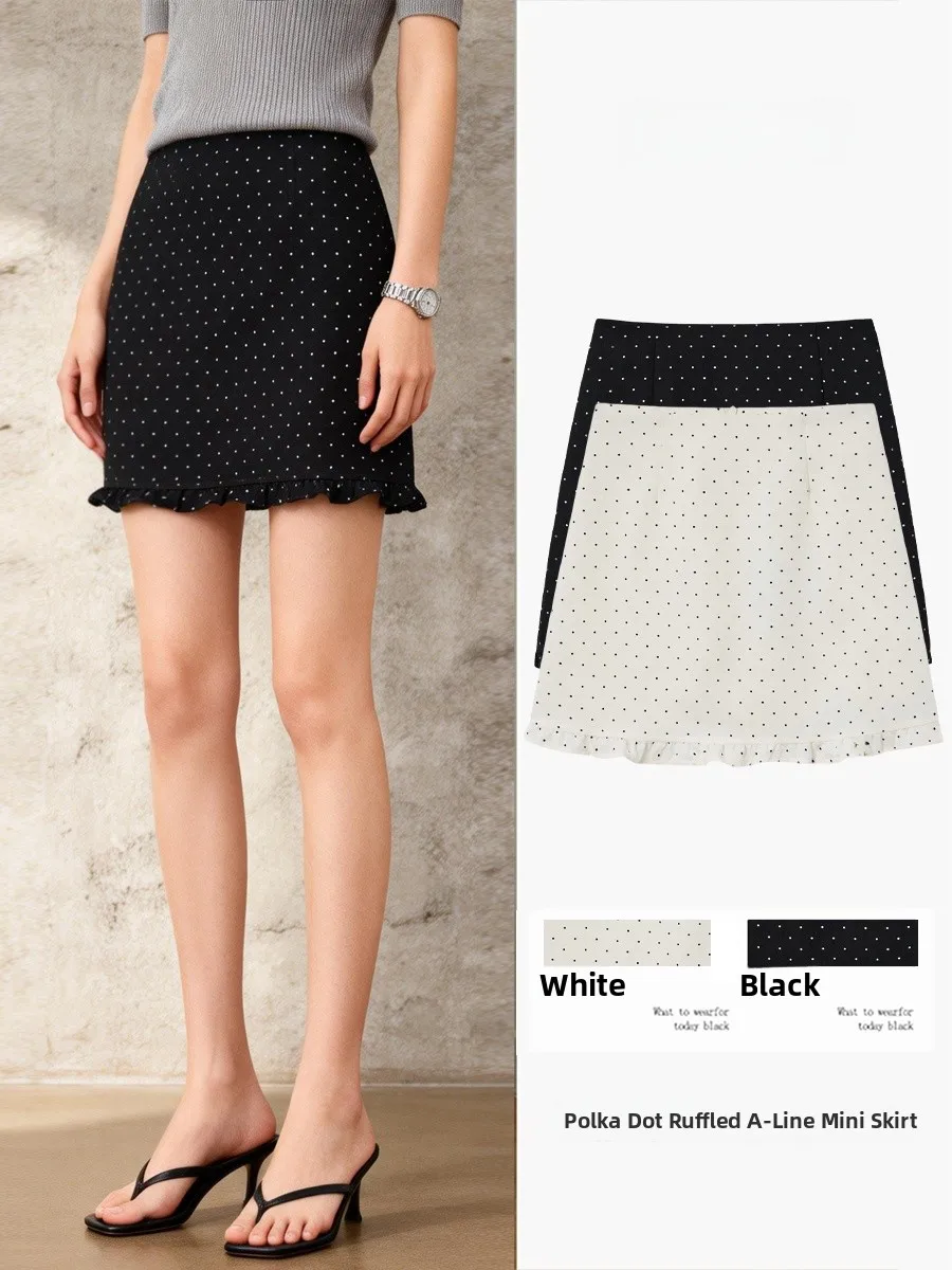 

Женская юбка с высокой талией в горошек, новая модель весна-осень, на молнии, А-силуэт, утягивающая, для повседневной носки и активного отдыха, короткая юбка