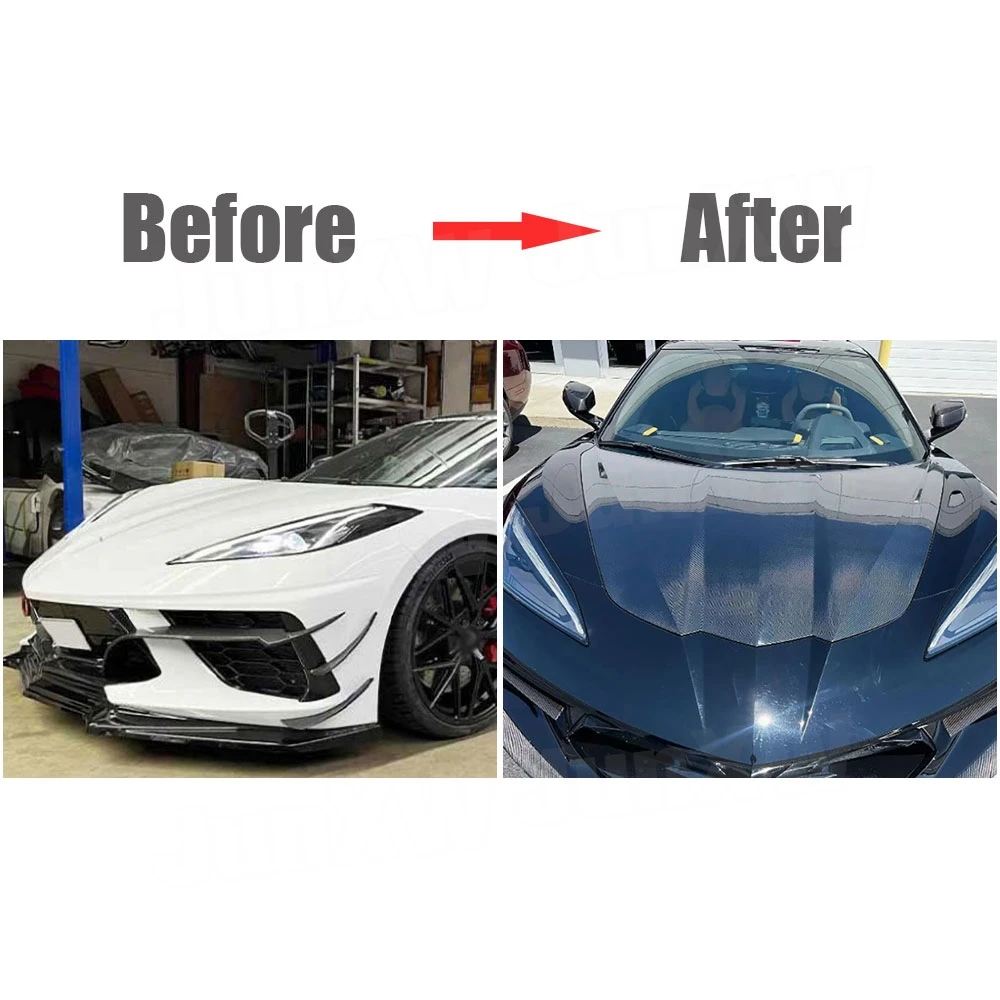 

Carbon Fiber Front Engine Hood Vent Cover for Chevrolet Corvette C8 2020-2024 Car Engine Bonnet Decoration FRP Accessories