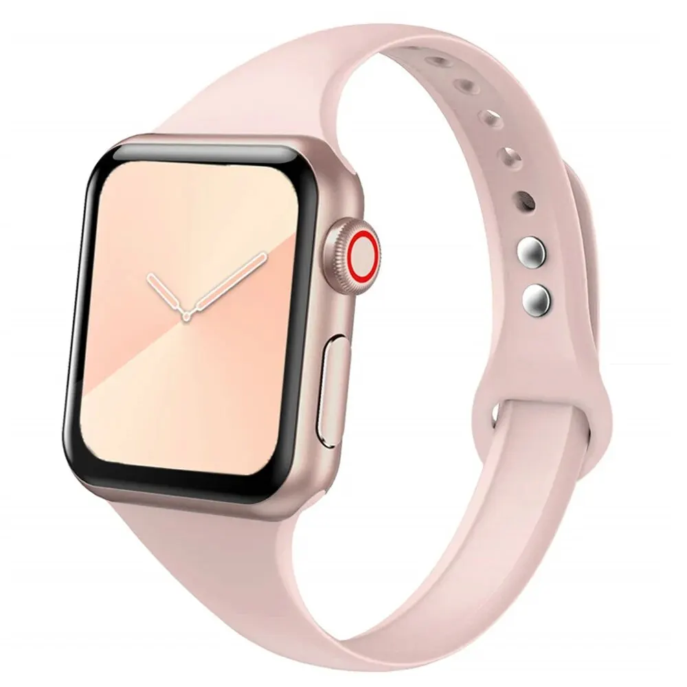 Slim Strap for Apple watch band 40mm 41mm 44mm 38mm 45mm 49mm silicone bracelet correa iWatch series 9 7 8 SE ultra 2 3 4 5 6