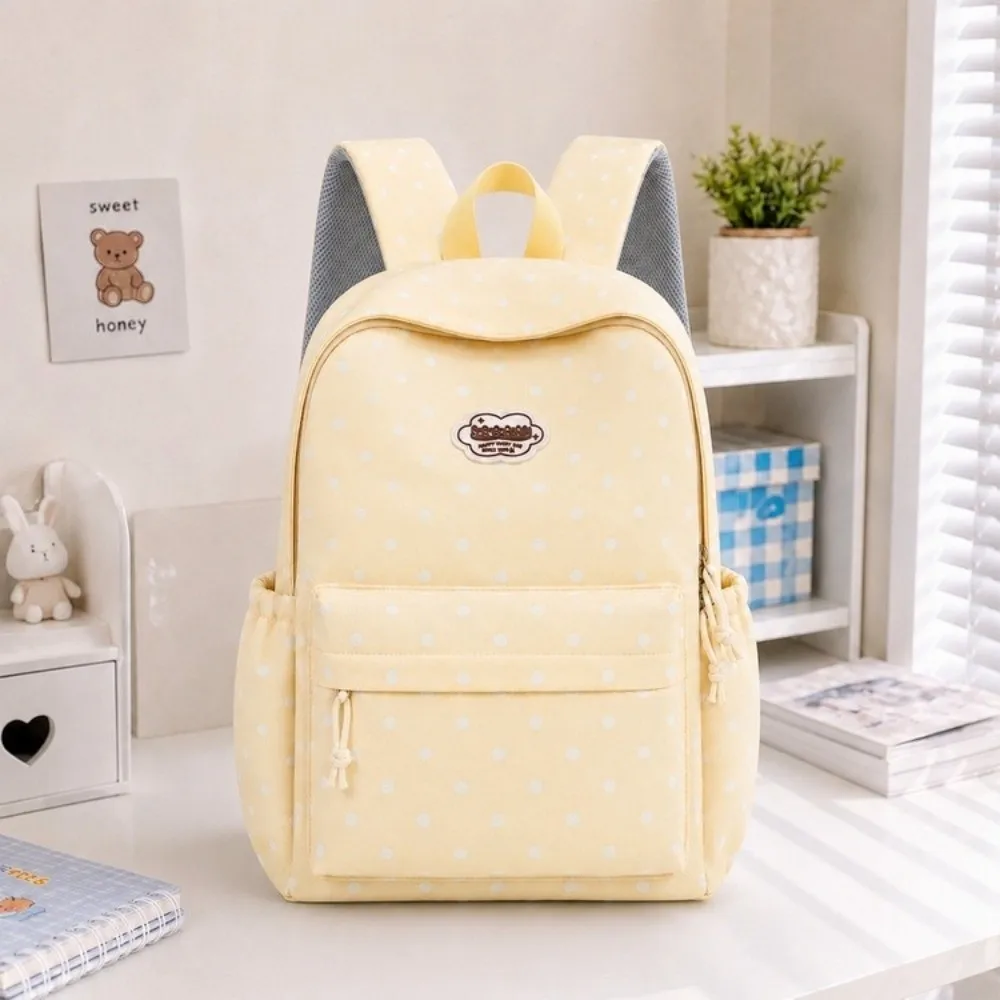 Nylon Student Backpack Lightweight Multi Pocket Travel Rucksack Polka Dot Large Capacity Commute Backpack for Students Girls