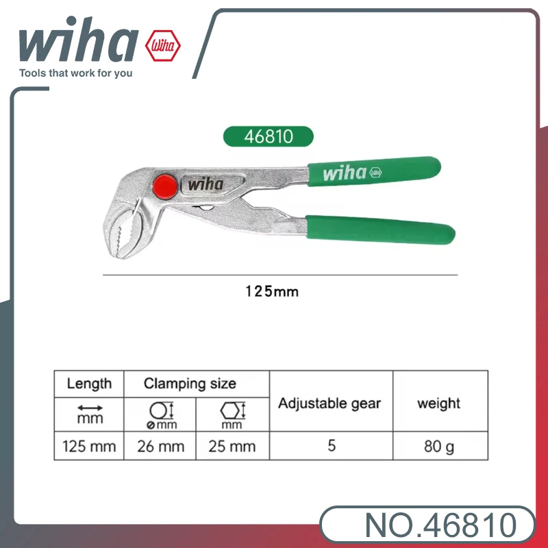 WIHA Pipe Pliers 5 Quick Adjustment Position tools Model Mini Multifunction Water Pump Pliers 5 Inch Single Handed Precision