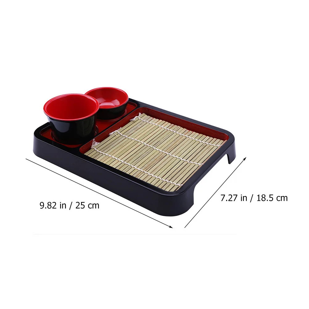 Plato de fideos fríos, bandeja de plato de fideos de trigo sarraceno Soba, juego de restaurante, estera de bambú, exhibición decorativa de alimentos, diseño japonés