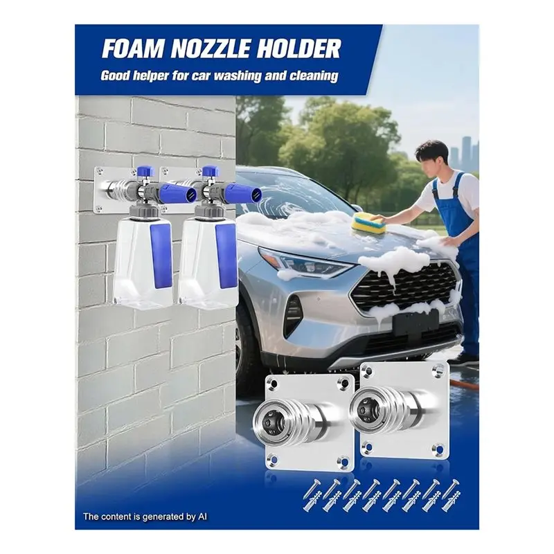 A7THK-For Garage Compatible Foam Cannon Holder 2 Pack, Stainless Steel Foam Cannon Wall Mount With 1/4