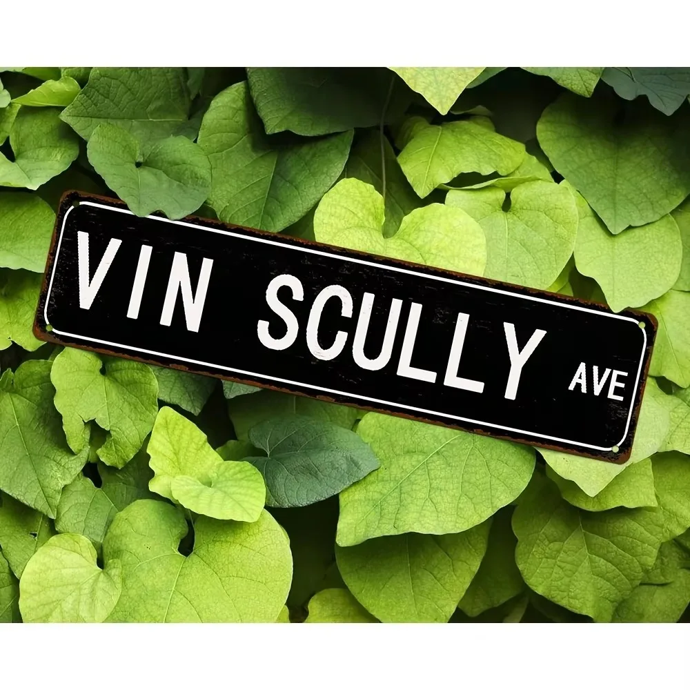 2D Flat 1Pc Vintage Vin Scully Avenue Aluminum Wall Plaque Multipurpose Decor Gift for Home Restaurant Bar Man Cave