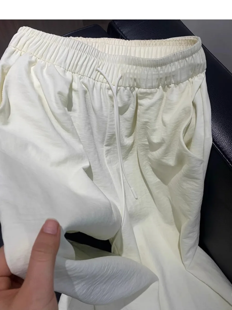 

Белые льняные мужские летние тонкие дышащие повседневные свободные брюки прямого кроя из хлопка и льна с широкими штанинами, удобные легкие брюки