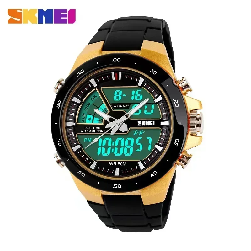 SKMEI 1016 Men Fashion Casual Alarm Clock Waterproof Military Chrono Dual Display Wristwatches Relogio Masculino Sport Watch