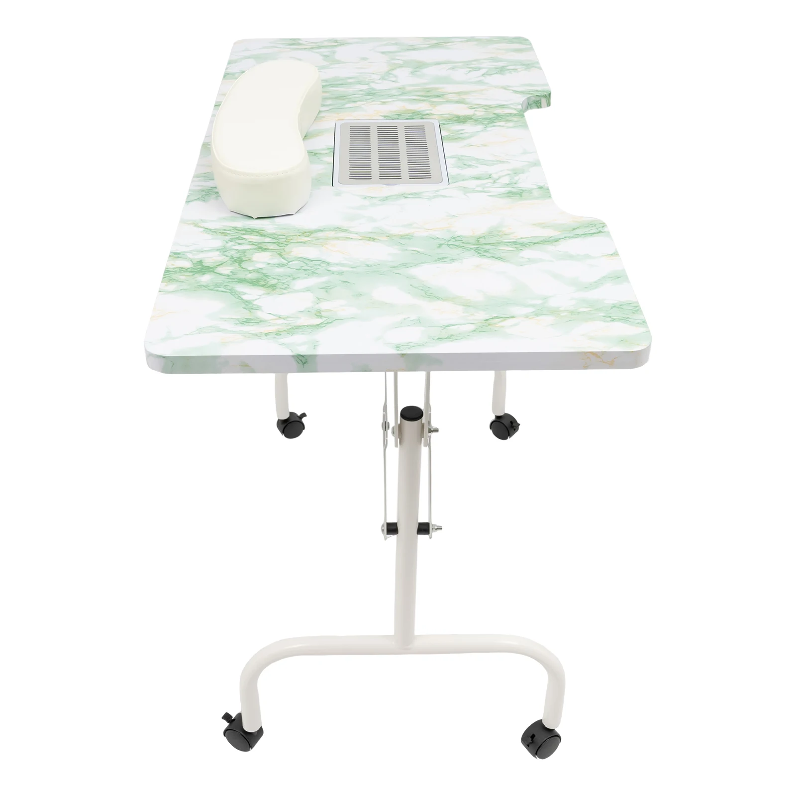 Portable & Foldable Manicure Table, Nail Desk Workstation W/ Suction/Client Wrist Pad/Controllable Wheels, for SPA Beauty Salon