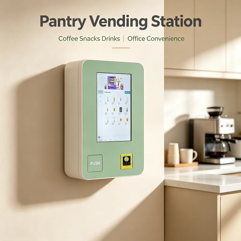 Multi-Scene Wall Mounted Snack & Drink Vending Machine, 32 Inch Touch Screen Mini Self-Service Vendor for Home