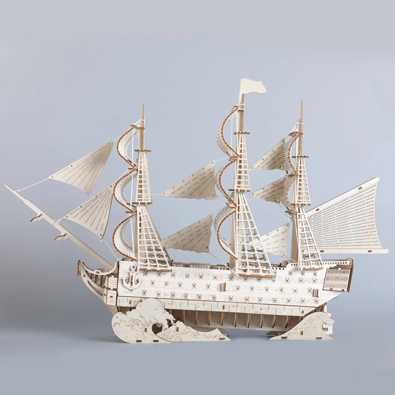 HMS-3D Wooden Victory Ship Model Kit, Wooden Boat Puzzle, British Sailing, Brinquedos para Crianças, Adultos e Crianças, Jogos de Festa, Presente