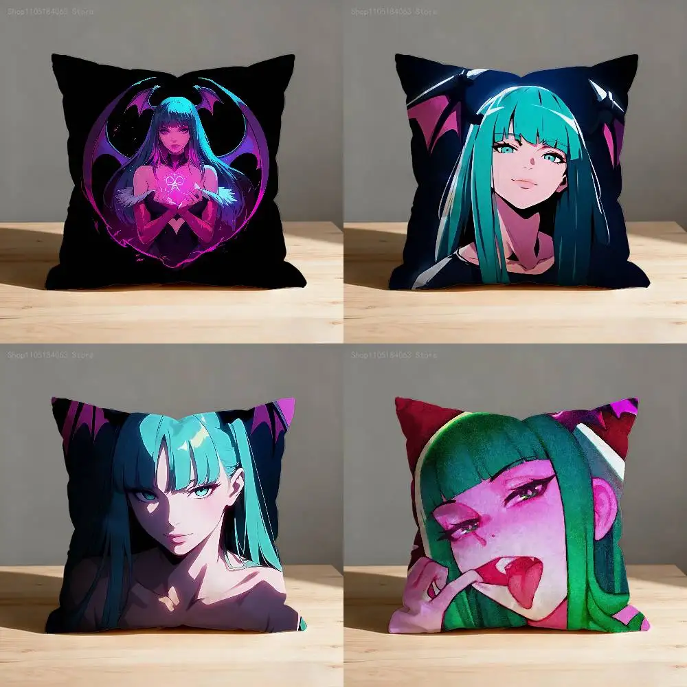 

M-Morrigan A-Aensland Pillow Case Print Polyester Fiber 40X40 cm Home Sofa Throw Cushion Cover Decoration