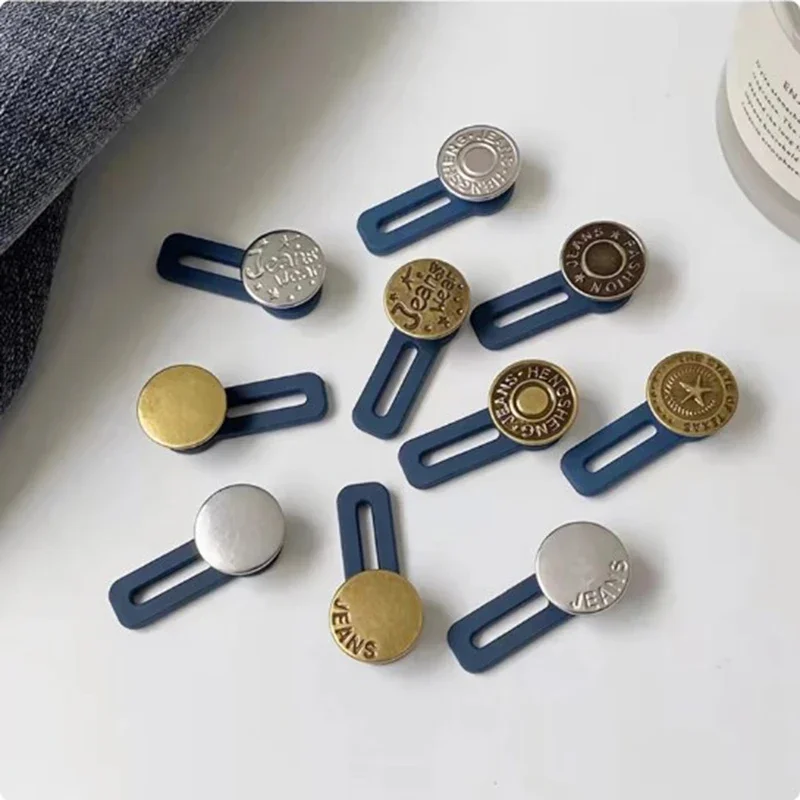 5/15pcs Metal Button Extender Perfect To Any Jeans Pants Free Sewing Retractable Jeans Waist Button Extended Buckles Fixing Kit