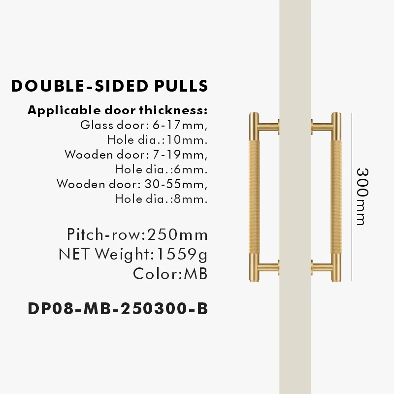 Nurlin Messing Deur Dubbel Enkelzijdig Gekartelde Trekstang Houten Poort Glazen Deur Doucheruimte Keukenapparaat Mat Goud Zwart Brons