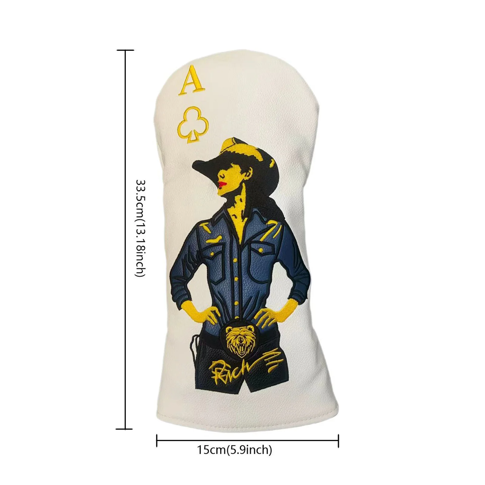 1Pc Creative Beauty Embroidery Golf Club Head Cover Driver Club Protectors Elastic Back PU Leather Headcover with Soft Lining