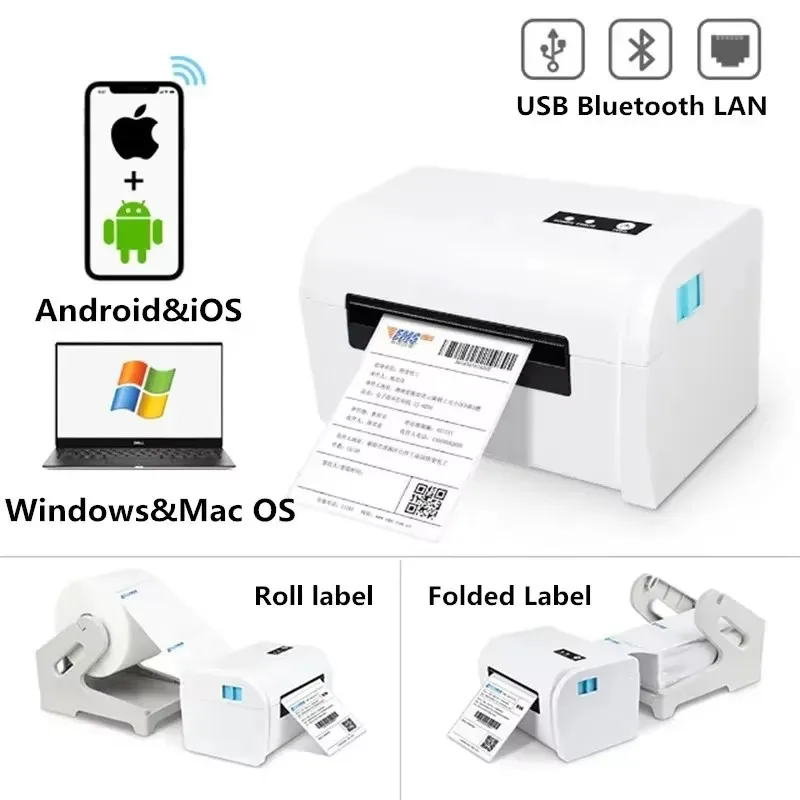 Printer Label Pengiriman USB Bluetooth Printer Label Termal Kelas Komersial untuk Paket Pengiriman Printer Label Termal 4x6