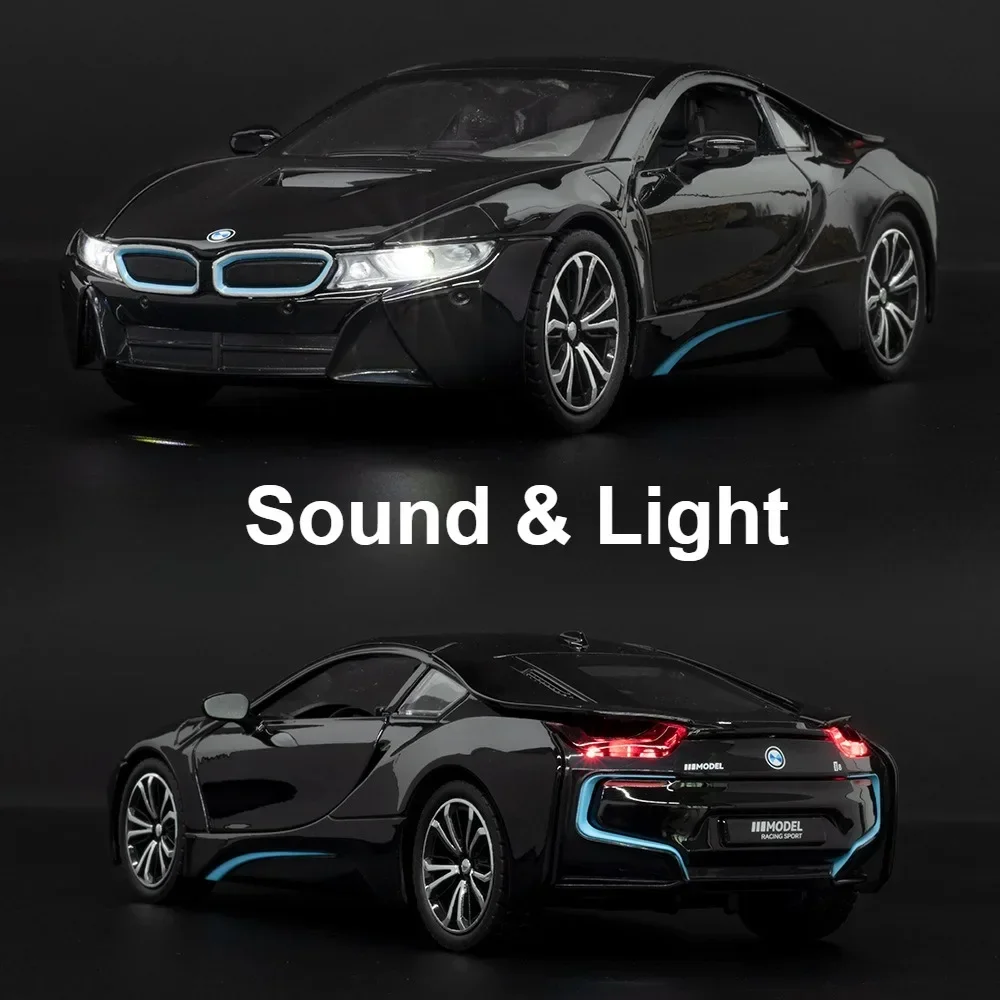 1:22 Scale Wraith I8 Toy Car Model Diecast Metal Pull Back Models Sound Light Miniature Vehicle Models Boys Best Birthday Gifts