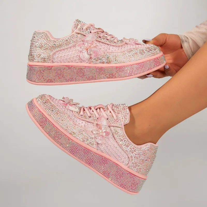 Watermelon Sequin Casual Shoes - Spring/Summer New Style - Lace-up Sneakers - Fashionable Thick Sole