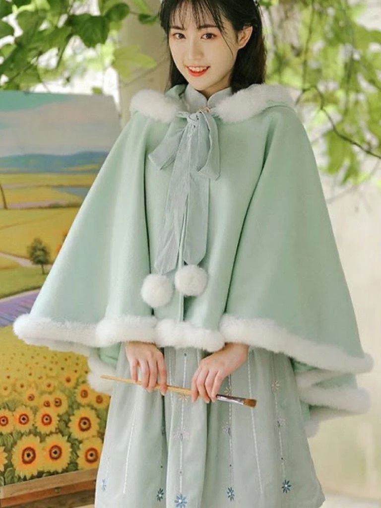 

plus Size Women's Thiened Hooded Cloak Coat Winter Warm Outerwear Korean Sle Casual Loose Fit Jaet for plus Size