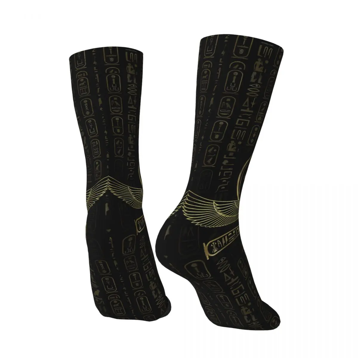 Vintage Egyptian Cross Ankh Gold And Black Men's Socks Unisex Hip Hop Seamless Printed Funny Crew Sock Gift