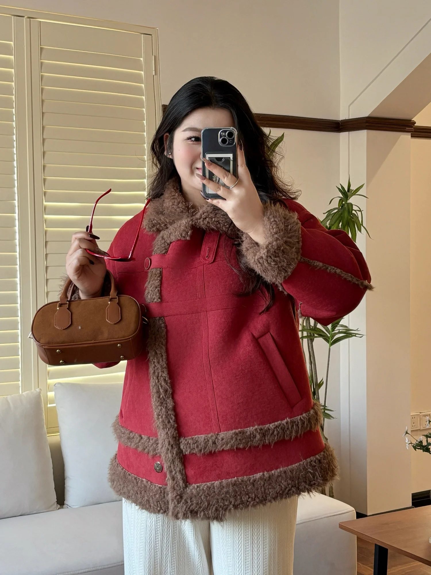 

plus Size Winter Jacket Short Loose Fashionable Collared Versatile Top for Women Big Size Clothing Comfortable Polyester Fiber