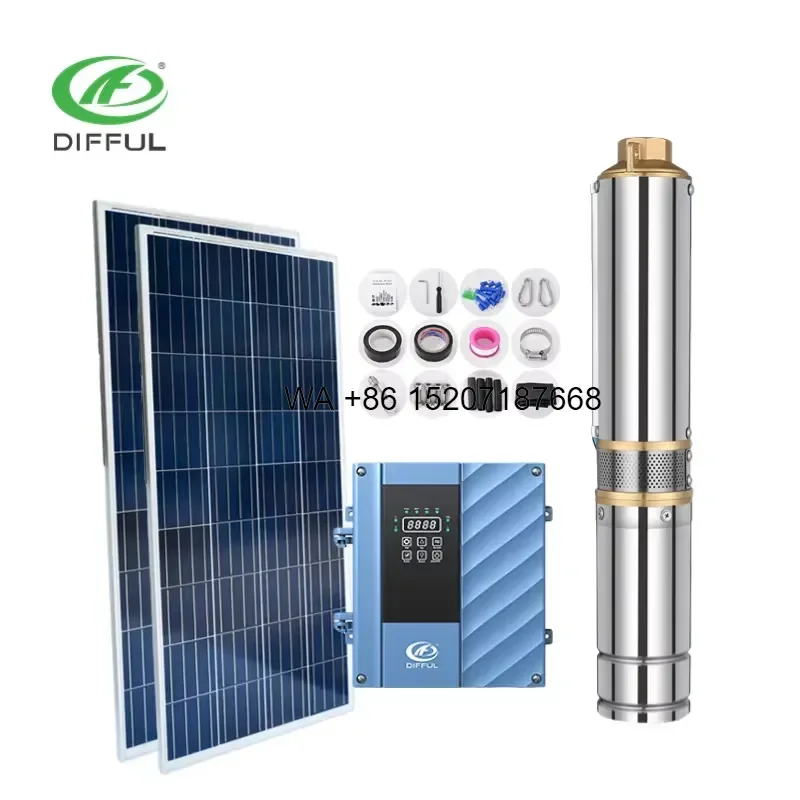 Wmwmnu 3HP Solar Water Pump AC DC Solar Pump System for Irrigation