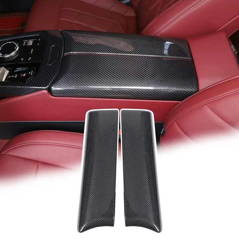 

Real Carbon Fiber Car Center Console Armrest Box Panel Trim Sticker For BMW 5 Series I5 G60 2024 2025 Interior Accessories