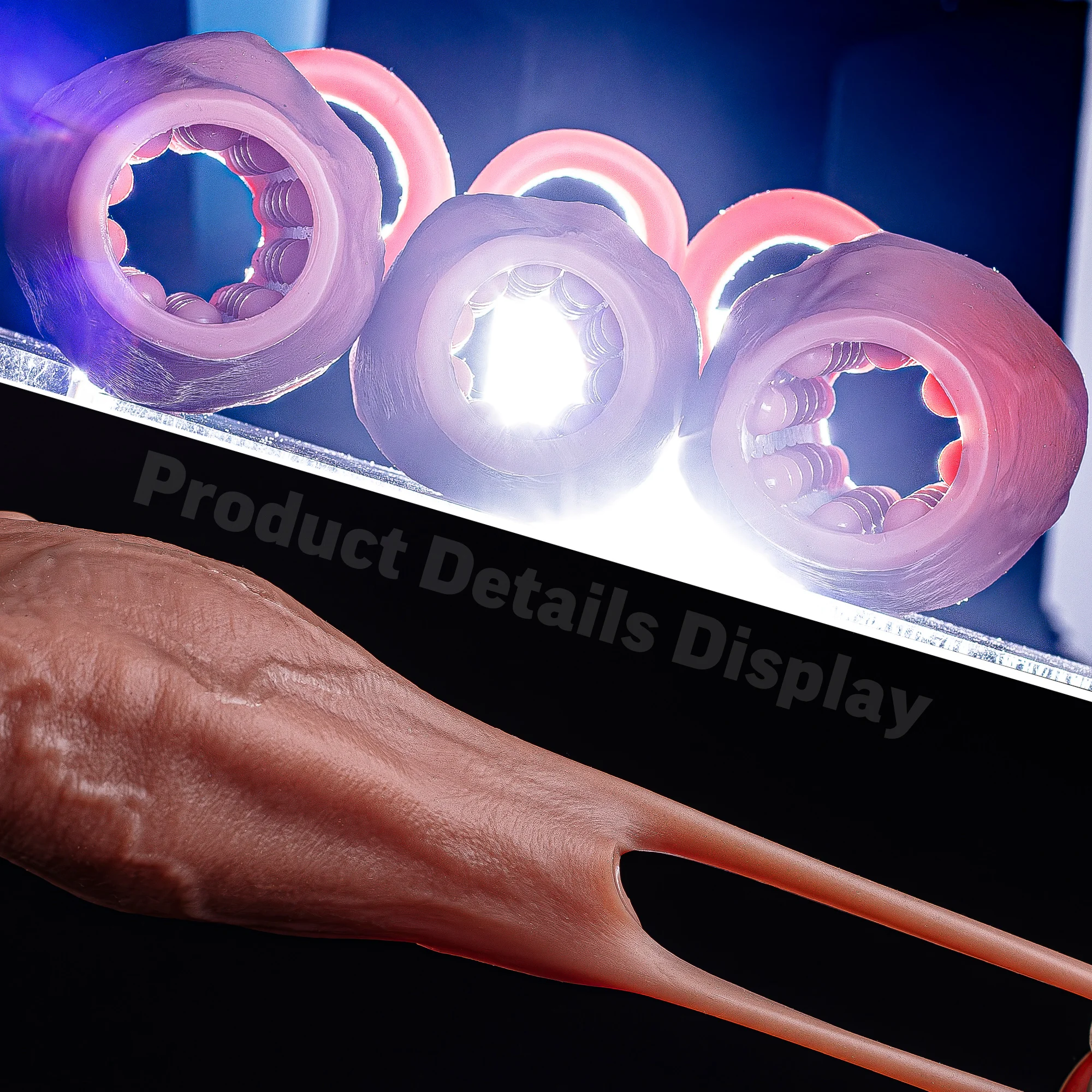 Open-Head Penis Sleeve with Round Granular Beads Dots-Silicone Male Delay Lock Sperm Ejaculation Reusable Cock Extender Sex Toy view 3