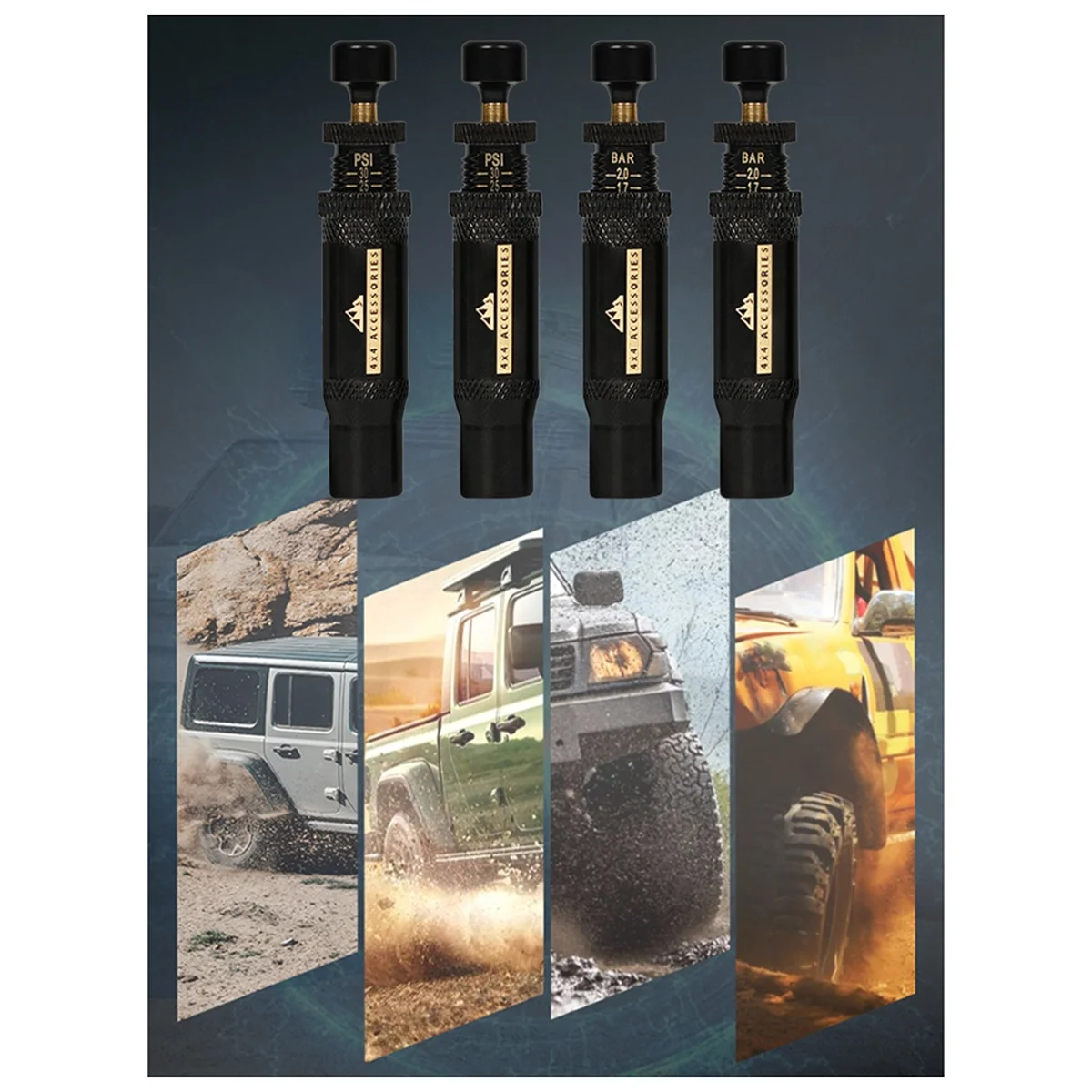 Auto-Stop DeflatorAdjustable Auto-Stop Tire-Deflator katup Kit (10-30 PSI) 4 buah sekrup-on ban udara ke bawah