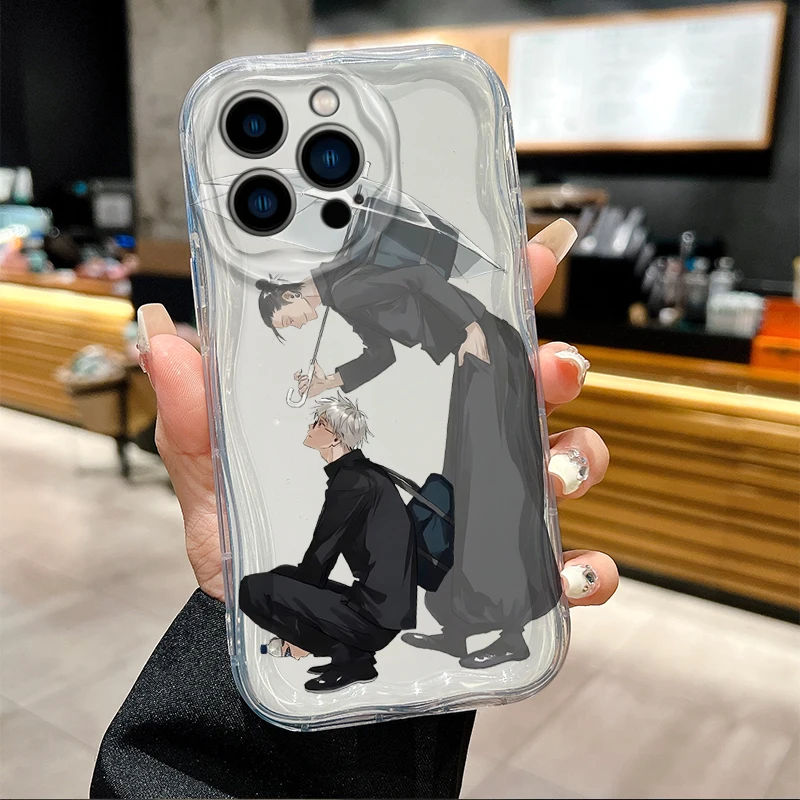 Jujutsu Kaisen Satoru Gojo جراب هاتف آيفون 16 15 14 13 12 11 Pro Max Plus 16E XR XS X 7 8 S-ستراي غطاء شفاف مقاوم للصدمات