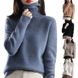 Women's Sweater Pullover Cashmere Pullover High Neck Wool Casual Knit Tops Autumn Winter Jacket Warm Pullover