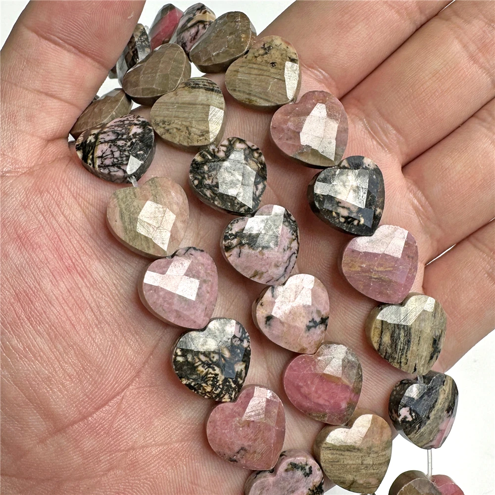 15MM Faceted Heart Shape Beads Natural Stone Bead Aventurine Labradorite Amethysts Lapis Charm for Handmade Jewelry Making DIY