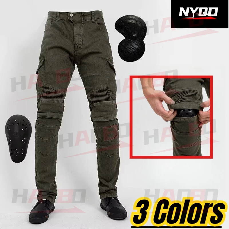 

Мотоциклетные джинсы для езды, защитные брюки для мотокросса, джинсы для гонок, с сертифицированными CE накладками для защиты коленей и бедер.